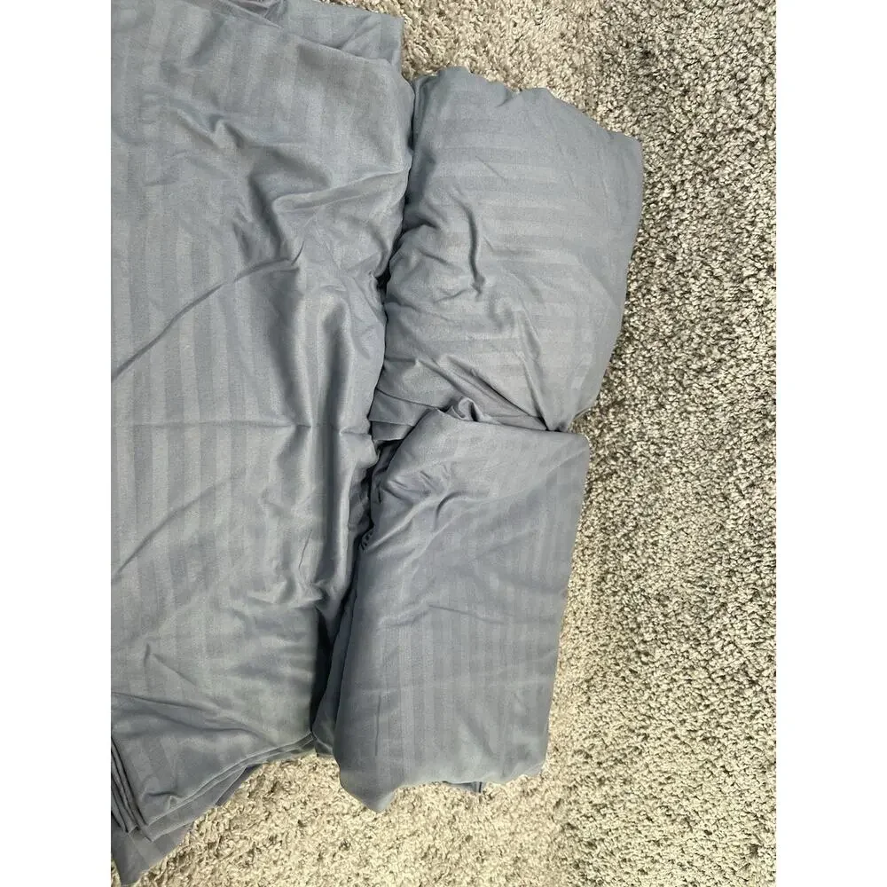 King Size Extra Soft 4 Piece Sheet Set Grey Striped Polyester Home Bedroom